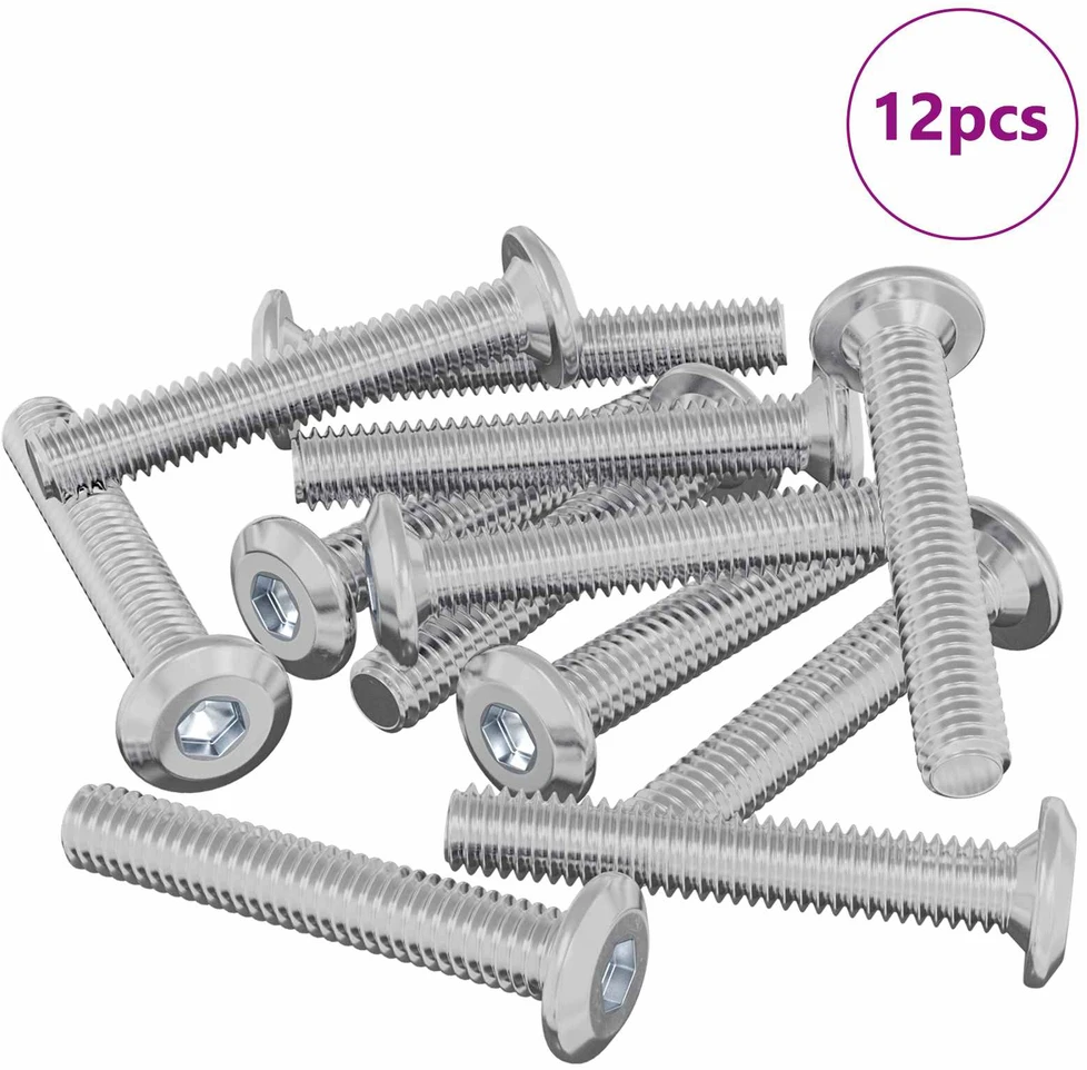 Galvos užrakto varžtas 12 vnt. Sidabro M6 x 35 mm Plienas