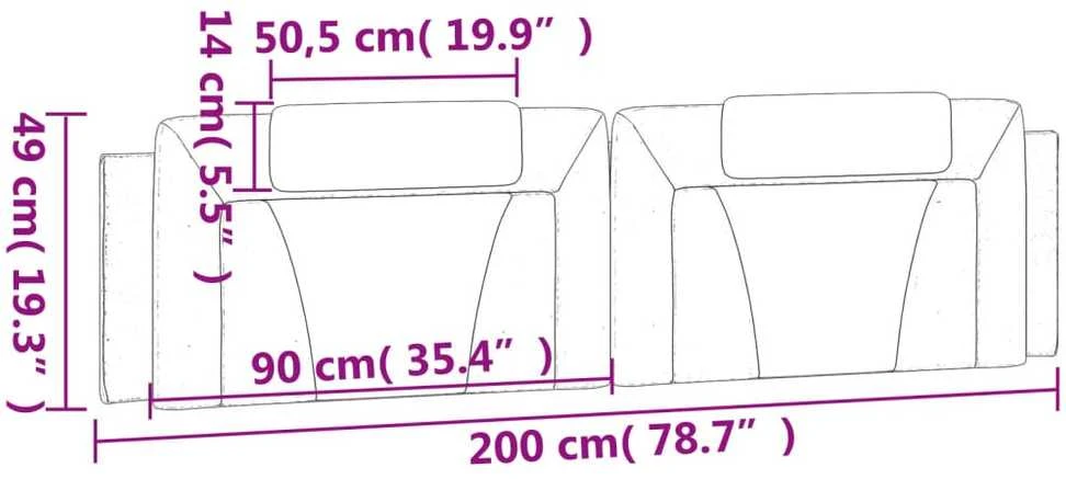 Galvūgalio pagalvėlė, juodos spalvos, 200cm, dirbtinė oda