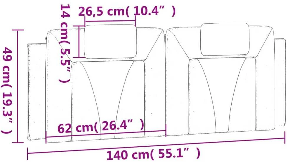 Galvūgalio pagalvėlė, pilkos spalvos, 140cm, dirbtinė oda