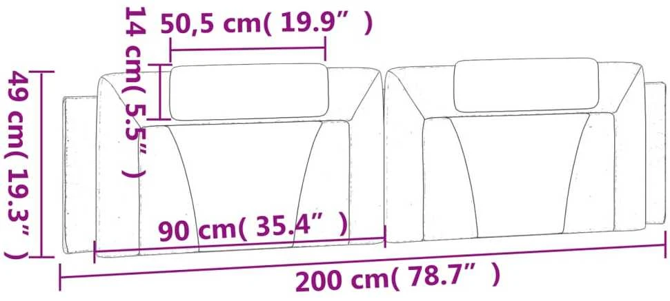 Galvūgalio pagalvėlė, pilkos spalvos, 200cm, dirbtinė oda