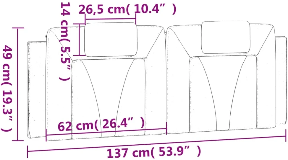 Galvūgalio pagalvėlė, Viana, juoda ir balta, 137cm, dirbtinė oda
