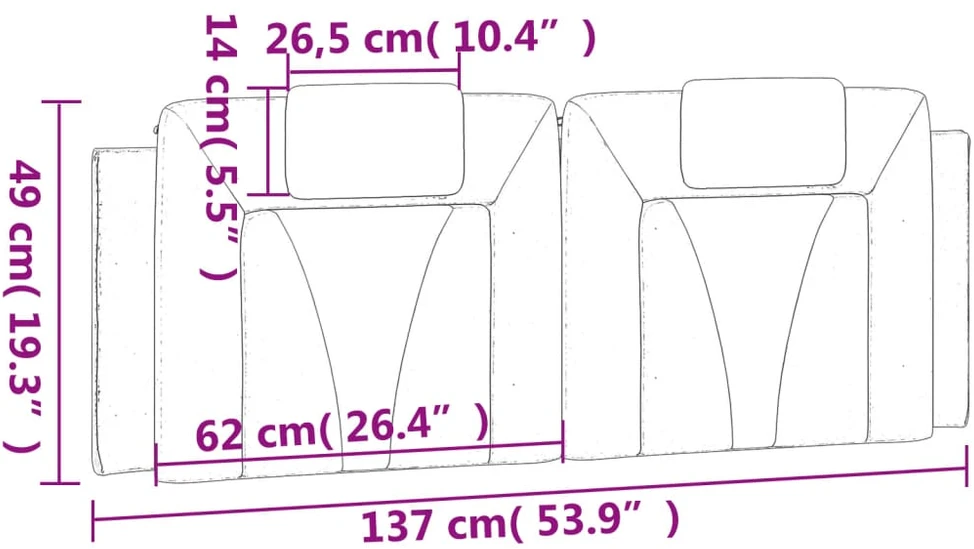 Galvūgalio pagalvėlė, Viana, juodos spalvos, 137cm, dirbtinė oda