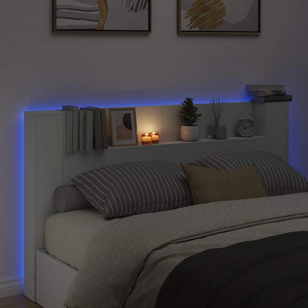 Galvūgalio spinta su LED Baltas Apdirbta mediena
