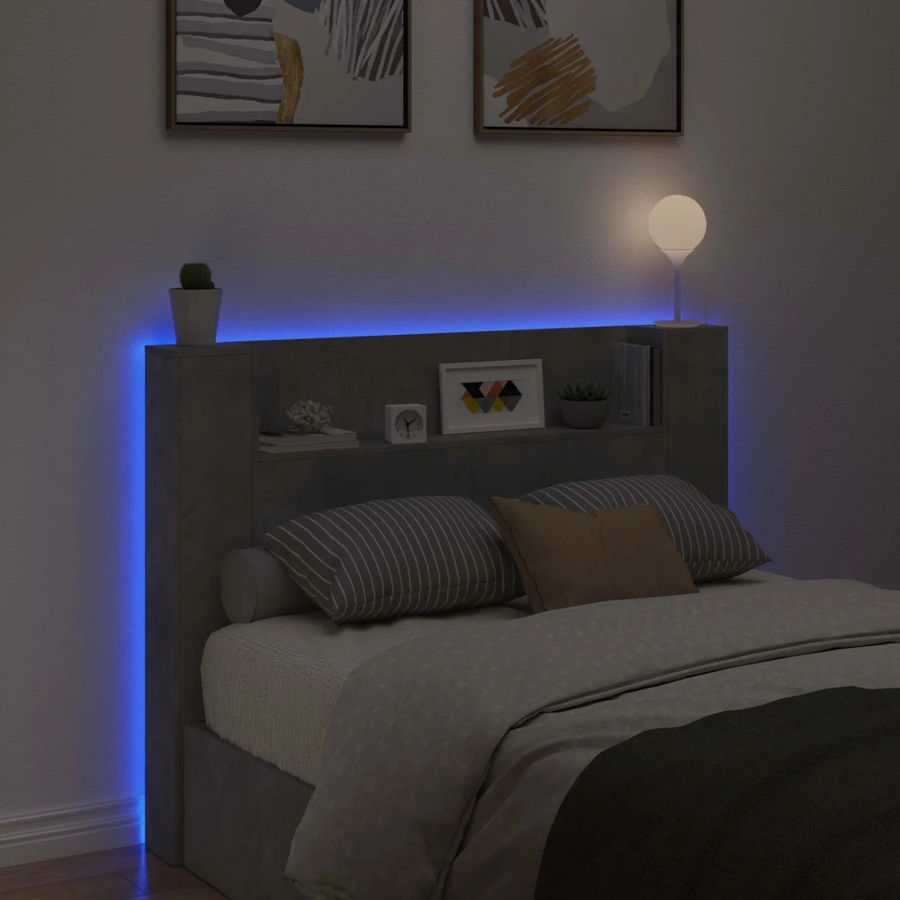 Galvūgalio spinta su LED Betono Apdirbta mediena