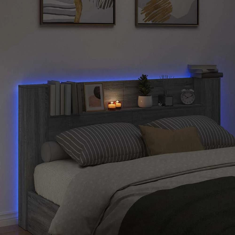 Galvūgalio spinta su LED Pilka Sonoma Apdirbta mediena