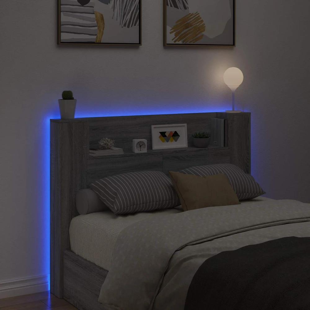 Galvūgalio spinta su LED Pilka Sonoma Apdirbta mediena