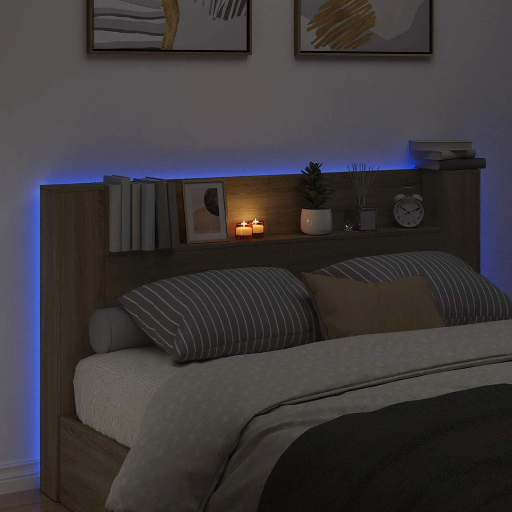Galvūgalio spinta su LED Sonoma ąžuolas Apdirbta mediena