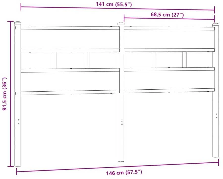 Pakaitinis galvūgalis, ąžuolo spalvos, 140cm, geležis ir apdirbta mediena