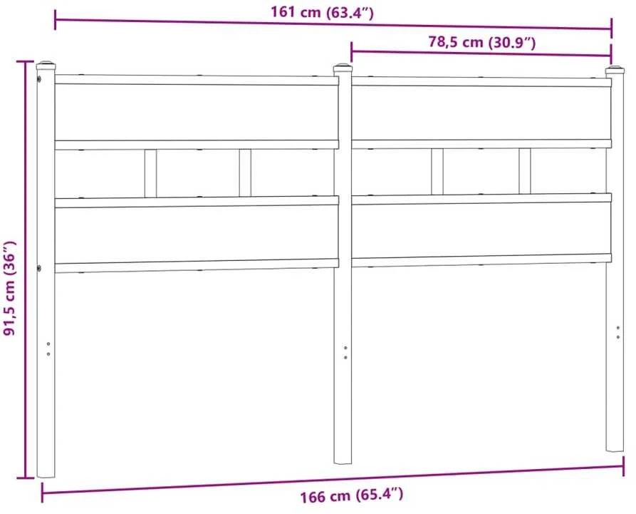 Pakaitinis galvūgalis, ąžuolo spalvos, 160cm, geležis ir apdirbta mediena