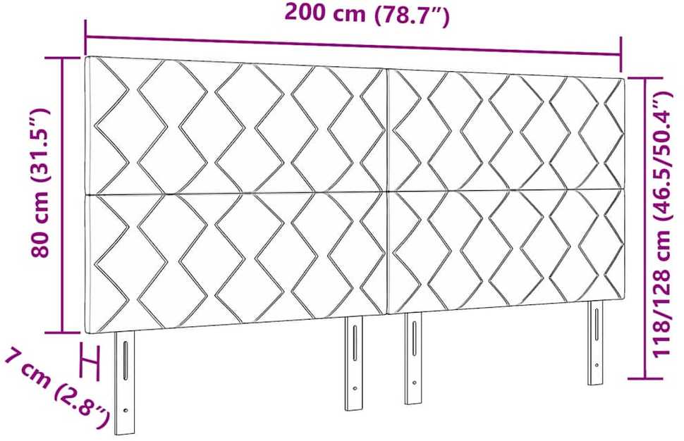 Galvūgalis Juodas 200 cm Aksomas