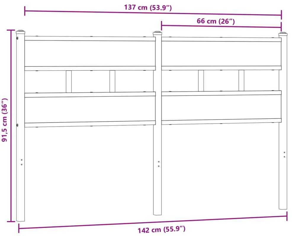 Galvūgalis, dūminio ąžuolo spalvos, 135cm, geležis ir mediena