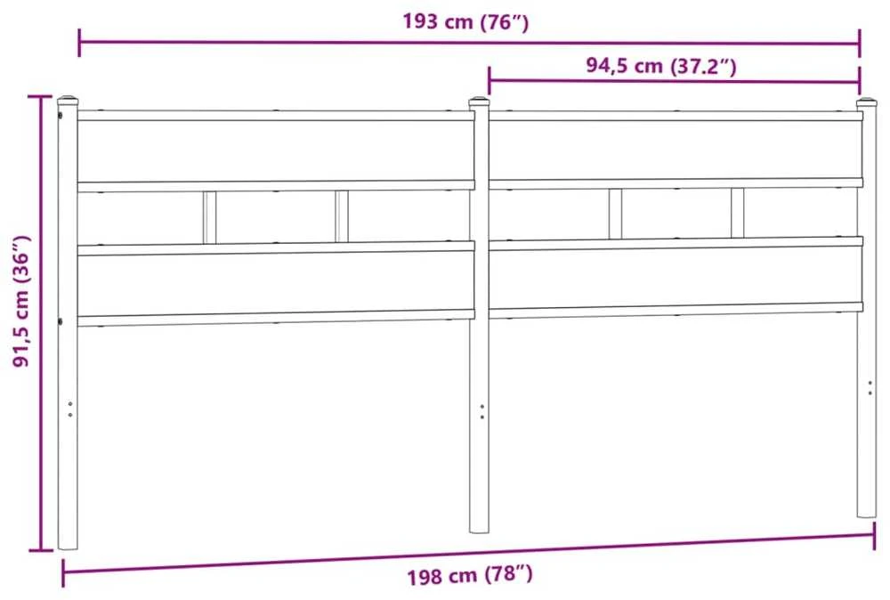 Galvūgalis, dūminio ąžuolo spalvos, 193cm, geležis ir mediena