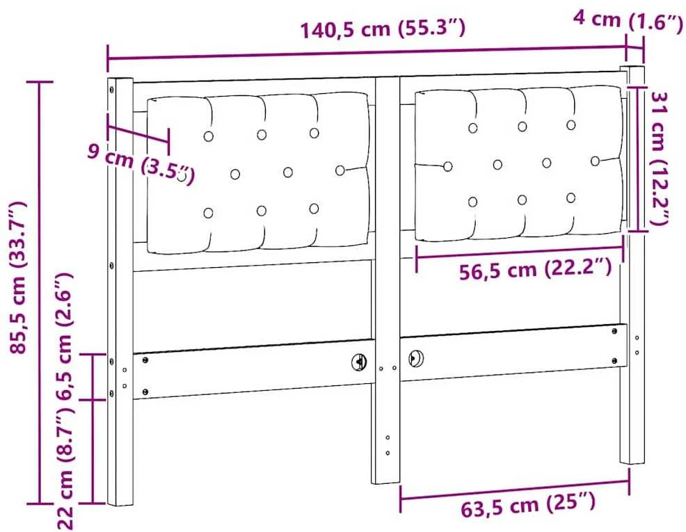 Galvūgalis Kita Balta ir šviesiai pilka 135 cm Pušies masyvas