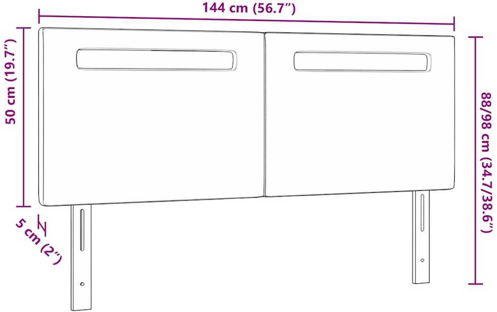 LED galvūgalis Kapučino 144 cm Dirbtinė oda