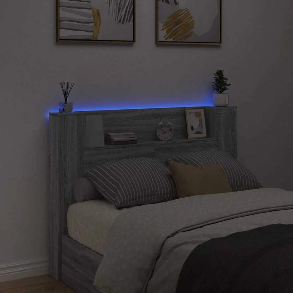 LED galvūgalis su saugojimu Pilka Sonoma Apdirbta mediena