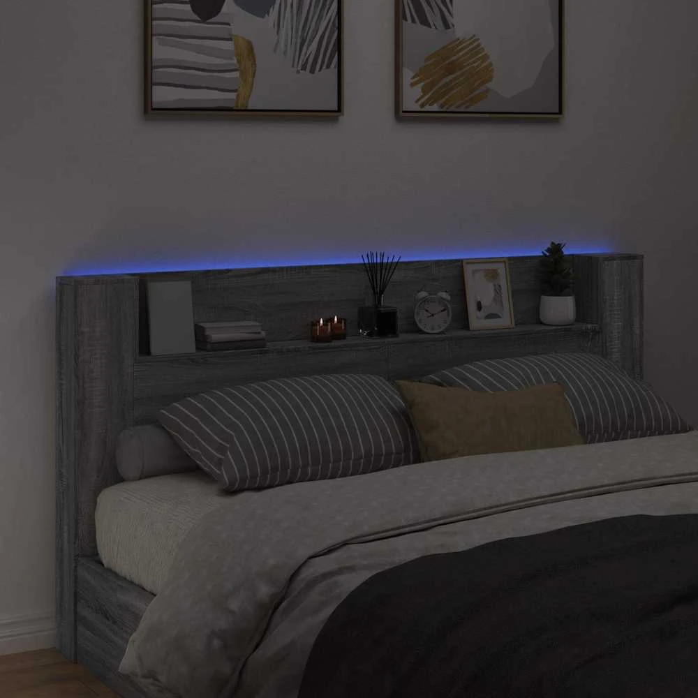 LED galvūgalis su saugojimu Pilka Sonoma Apdirbta mediena