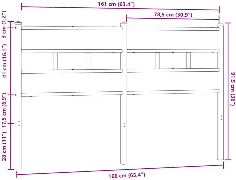 Pakaitinis galvūgalis, ruda ąžuolo, 160cm, apdirbta mediena ir plienas