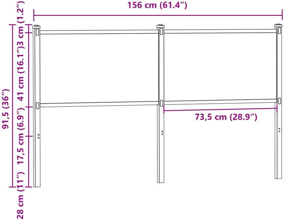 Pakaitinis galvūgalis, ruda ąžuolo spalvos, 150cm, mediena ir plienas