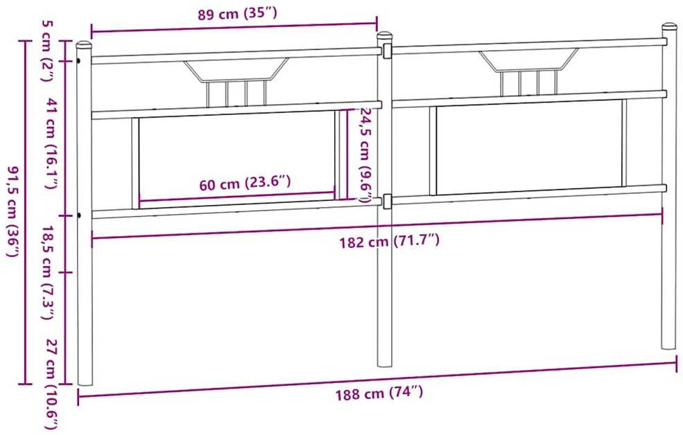 Pakaitinis galvūgalis Sonoma ąžuolas 180 cm Mediena ir plienas