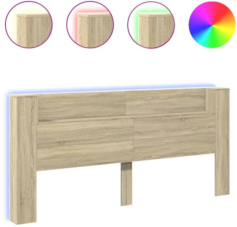 Galvūgalis-spintelė su LED, ąžuolo spalvos, 220x16,5x103,5cm