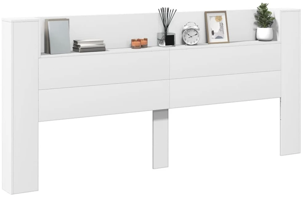 Galvūgalis-spintelė su LED, baltos spalvos, 220x16,5x103,5cm