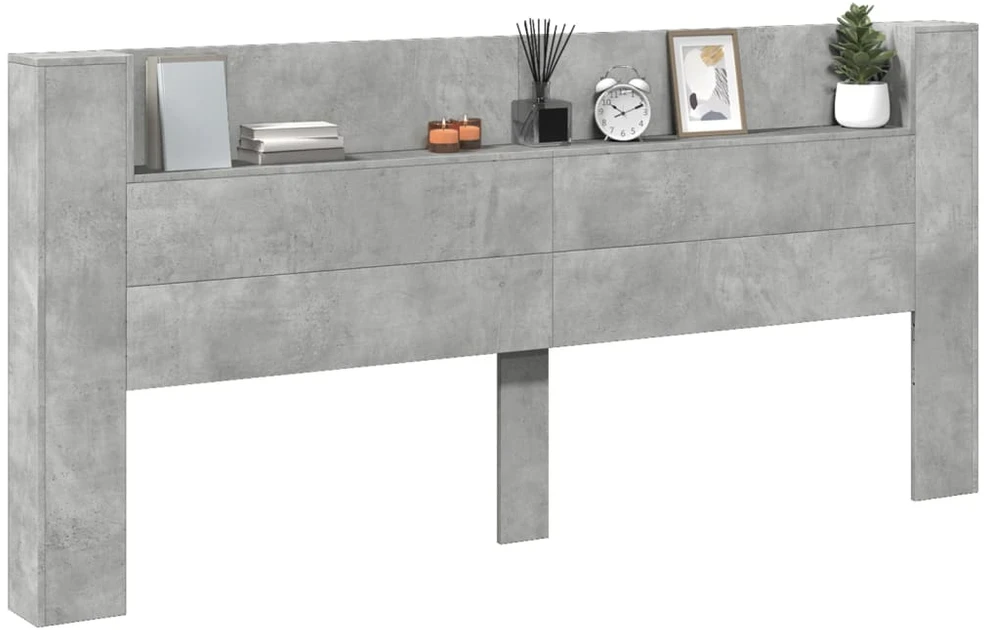 Galvūgalis-spintelė su LED, betono pilkas, 220x16,5x103,5cm