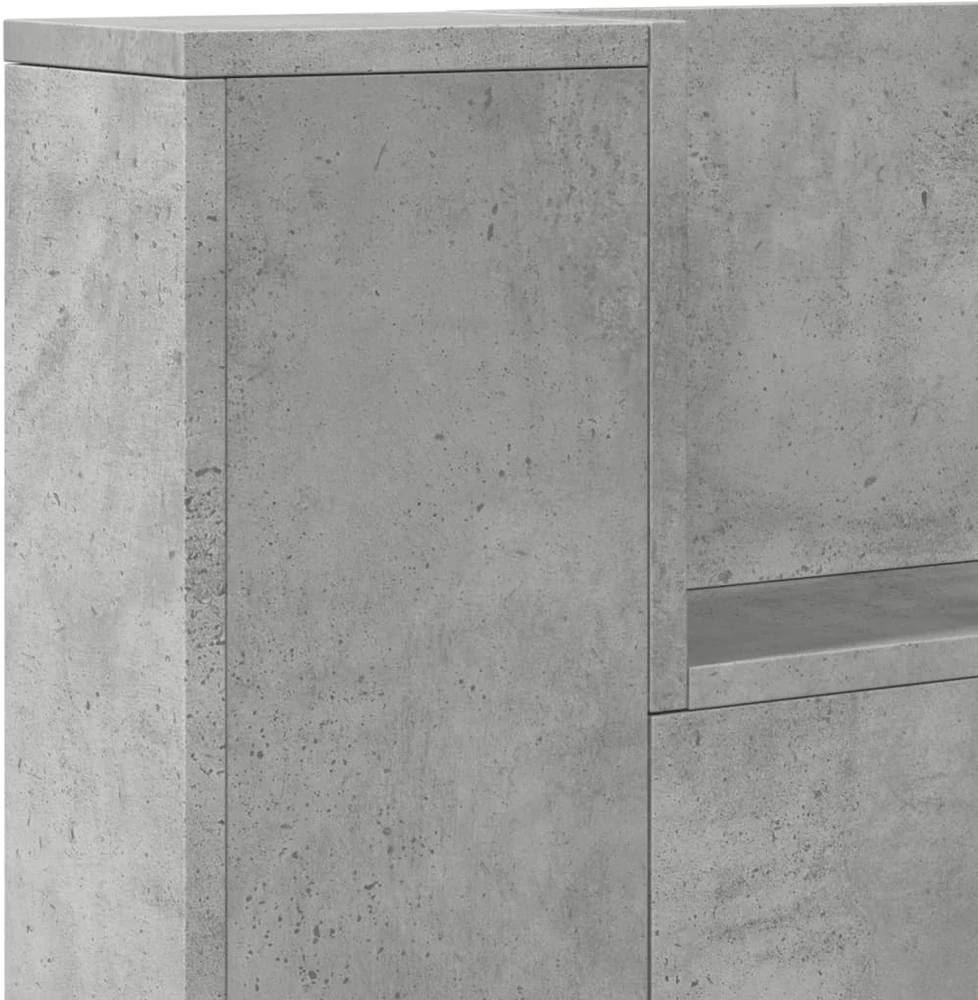Galvūgalis-spintelė su LED, betono pilkas, 220x16,5x103,5cm