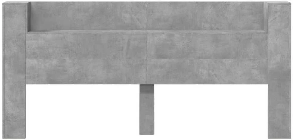 Galvūgalis-spintelė su LED, betono pilkas, 220x16,5x103,5cm