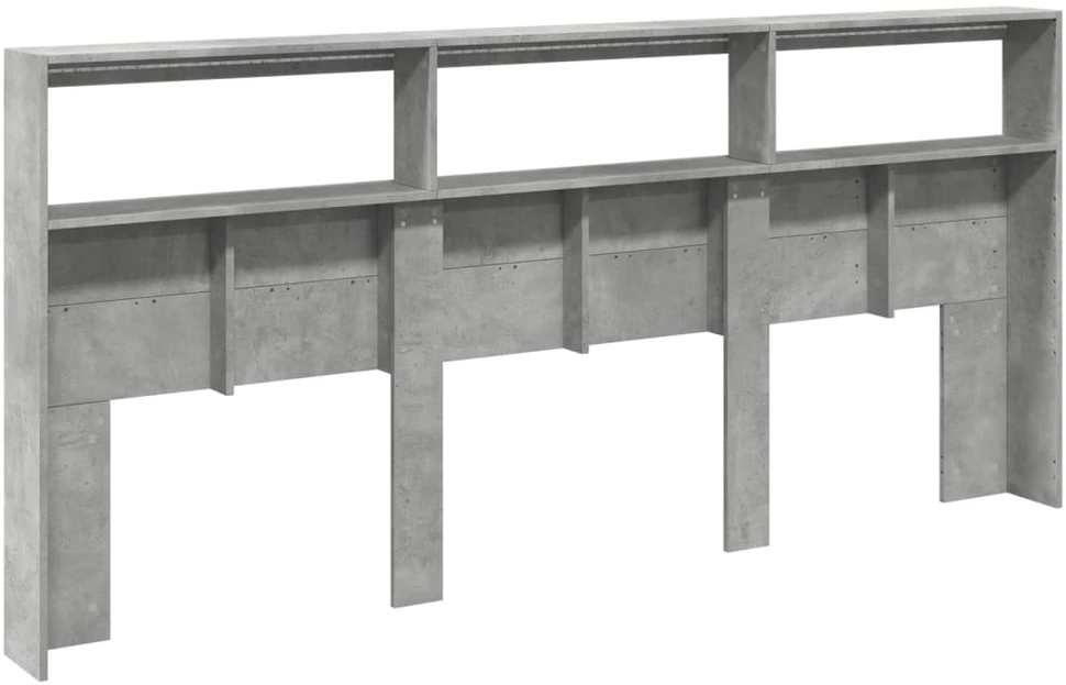 Galvūgalis-spintelė su LED, betono pilkos spalvos, 220x17x102cm