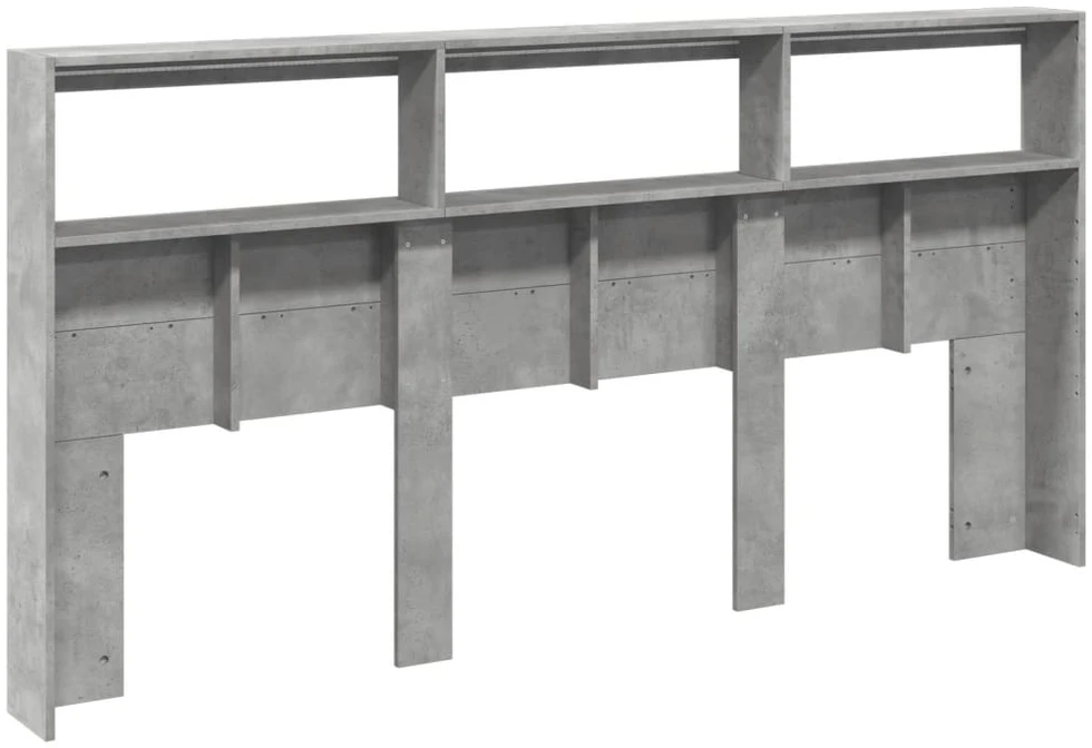 Galvūgalis-spintelė su LED, betono pilkos spalvos, 200x17x102cm