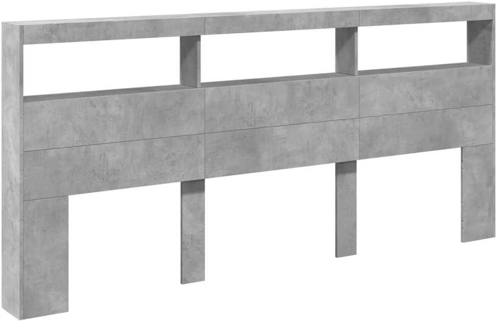 Galvūgalis-spintelė su LED, betono pilkos spalvos, 220x17x102cm