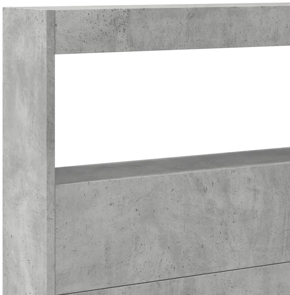 Galvūgalis-spintelė su LED, betono pilkos spalvos, 220x17x102cm