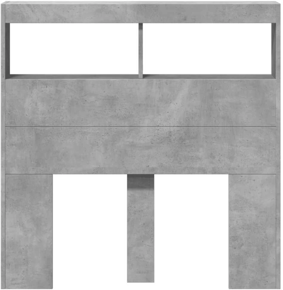 Galvūgalis-spintelė su LED, betono pilkos spalvos, 100x17x102cm