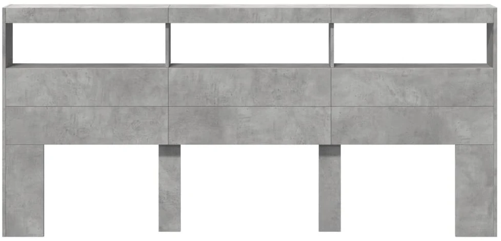 Galvūgalis-spintelė su LED, betono pilkos spalvos, 220x17x102cm