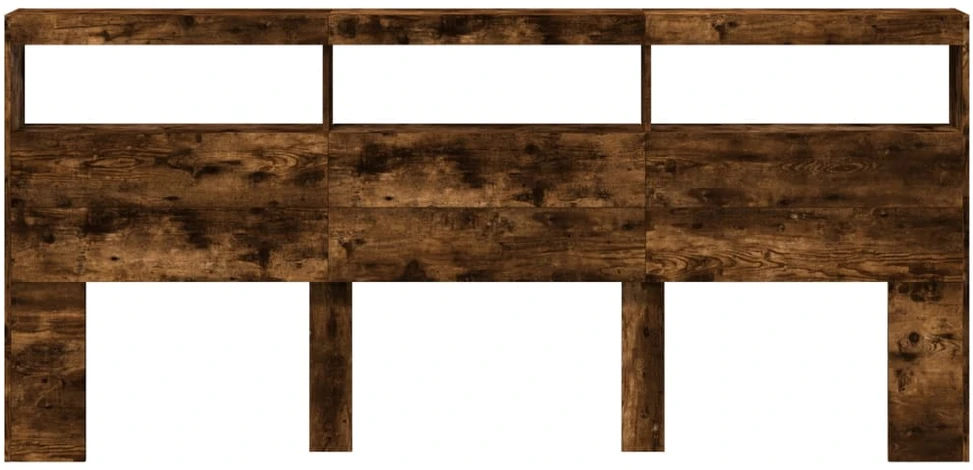 Galvūgalis-spintelė su LED, dūminio ąžuolo, 220x17x102cm