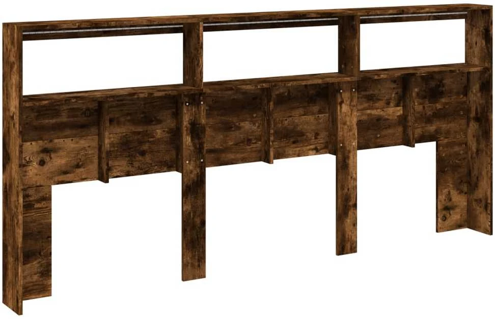 Galvūgalis-spintelė su LED, dūminio ąžuolo, 220x17x102cm