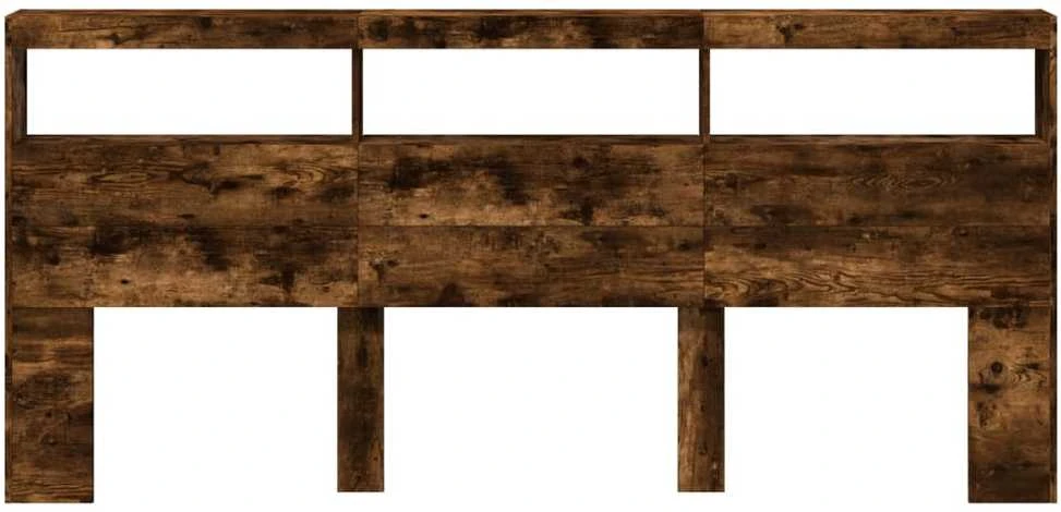 Galvūgalis-spintelė su LED, dūminio ąžuolo, 220x17x102cm