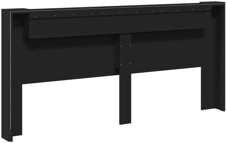 Galvūgalis-spintelė su LED, juodos spalvos, 220x16,5x103,5cm