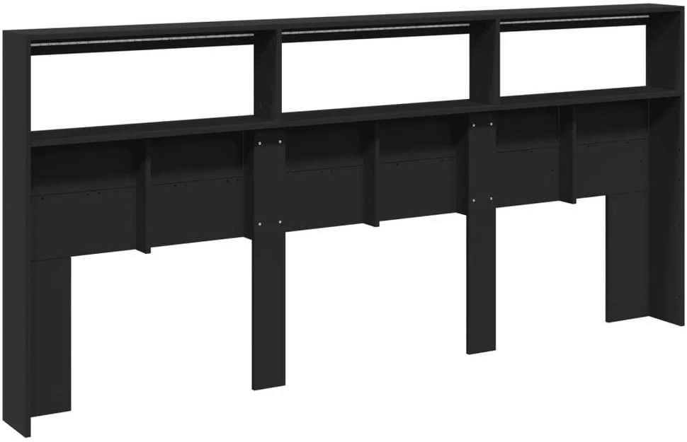 Galvūgalis-spintelė su LED, juodos spalvos, 220x17x102cm
