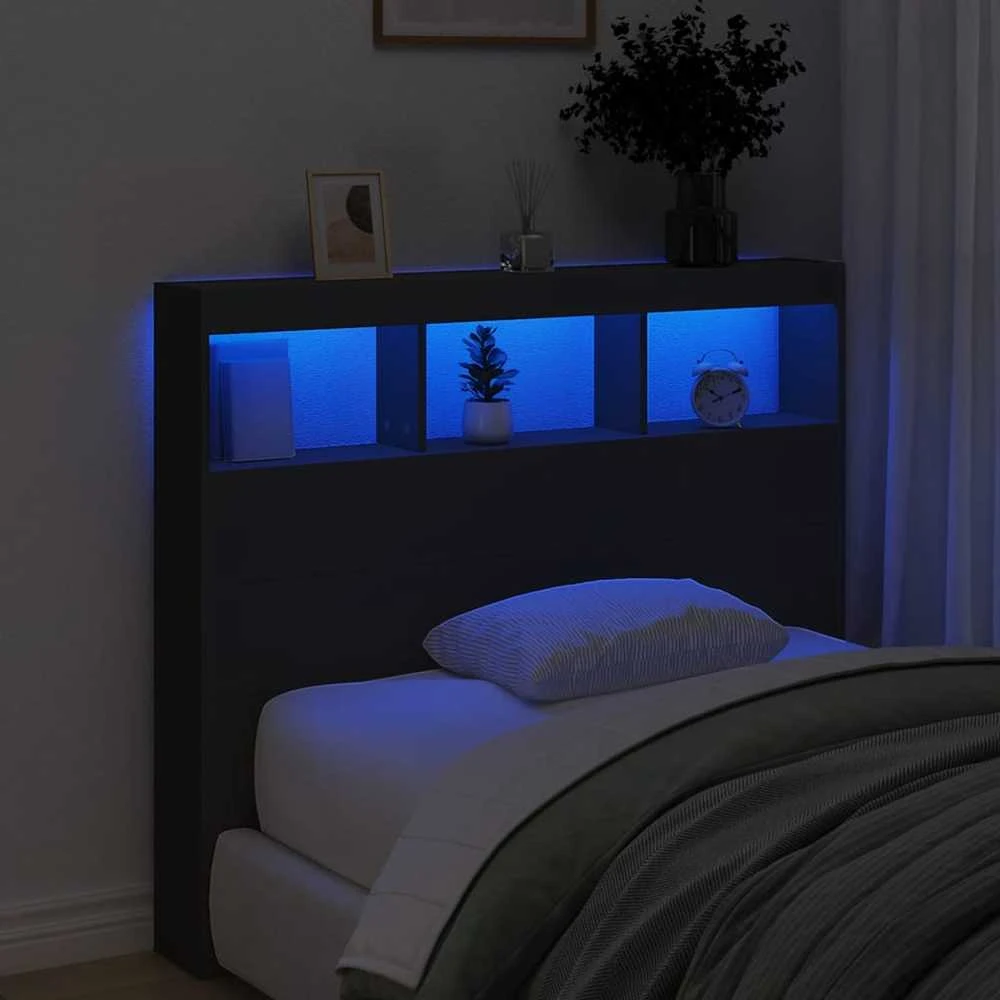 Galvūgalis-spintelė su LED, juodos spalvos, 120x17x102cm