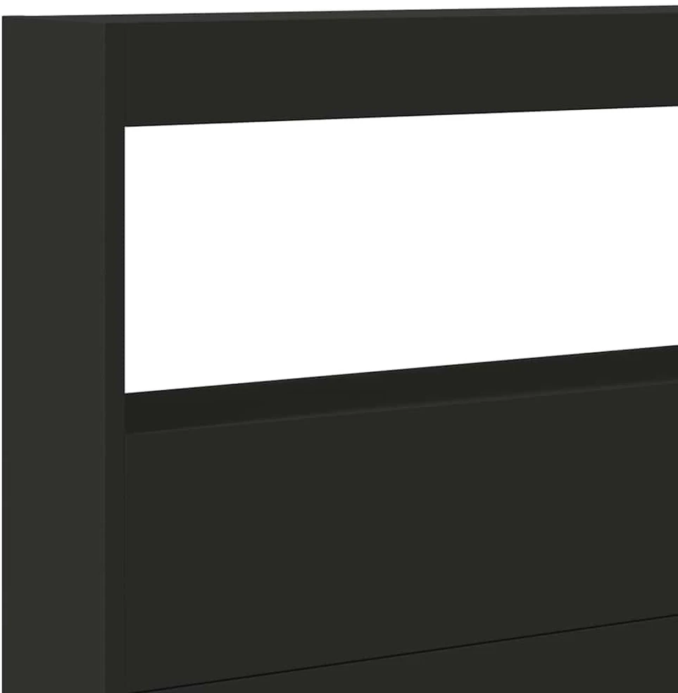 Galvūgalis-spintelė su LED, juodos spalvos, 220x17x102cm