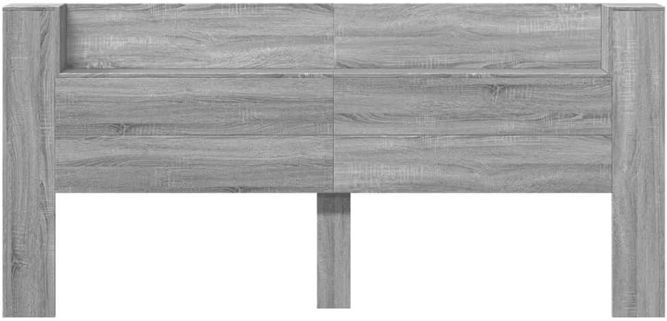 Galvūgalis-spintelė su LED, pilkas ąžuolo, 220x16,5x103,5cm