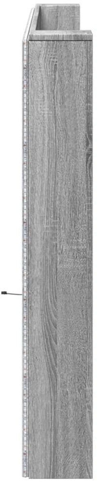 Galvūgalis-spintelė su LED, pilkas ąžuolo, 220x16,5x103,5cm