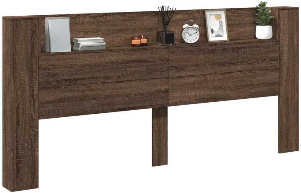 Galvūgalis-spintelė su LED, rudas ąžuolo, 220x16,5x103,5cm