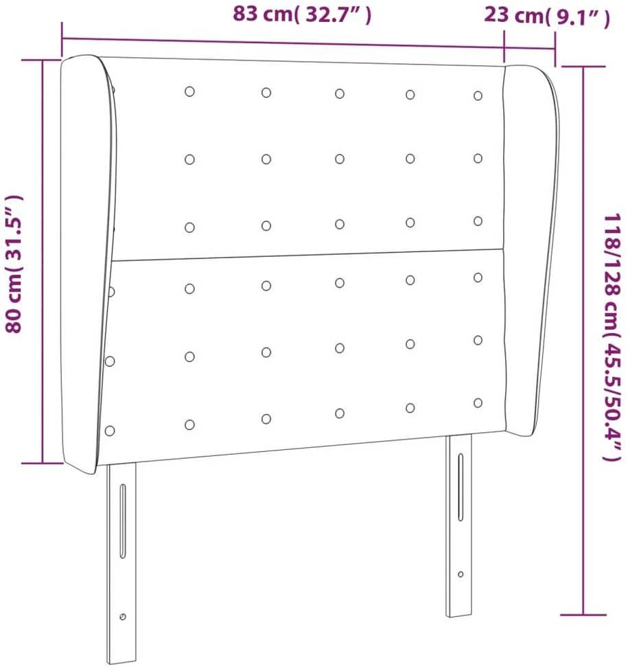 Galvūgalis su auselėmis, baltas, 83x23x118/128cm, dirbtinė oda