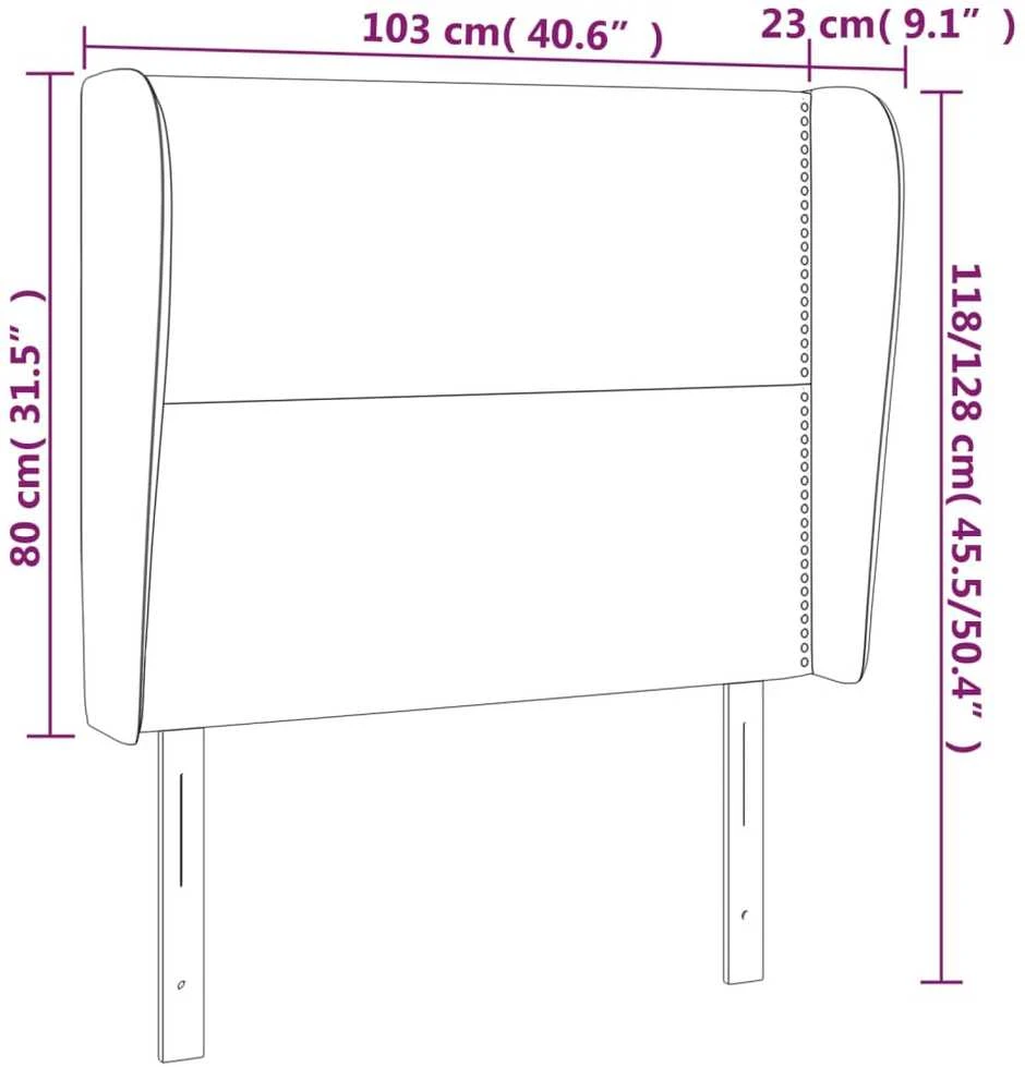 Galvūgalis su auselėmis, juodas, 103x23x118/128cm, dirbtinė oda