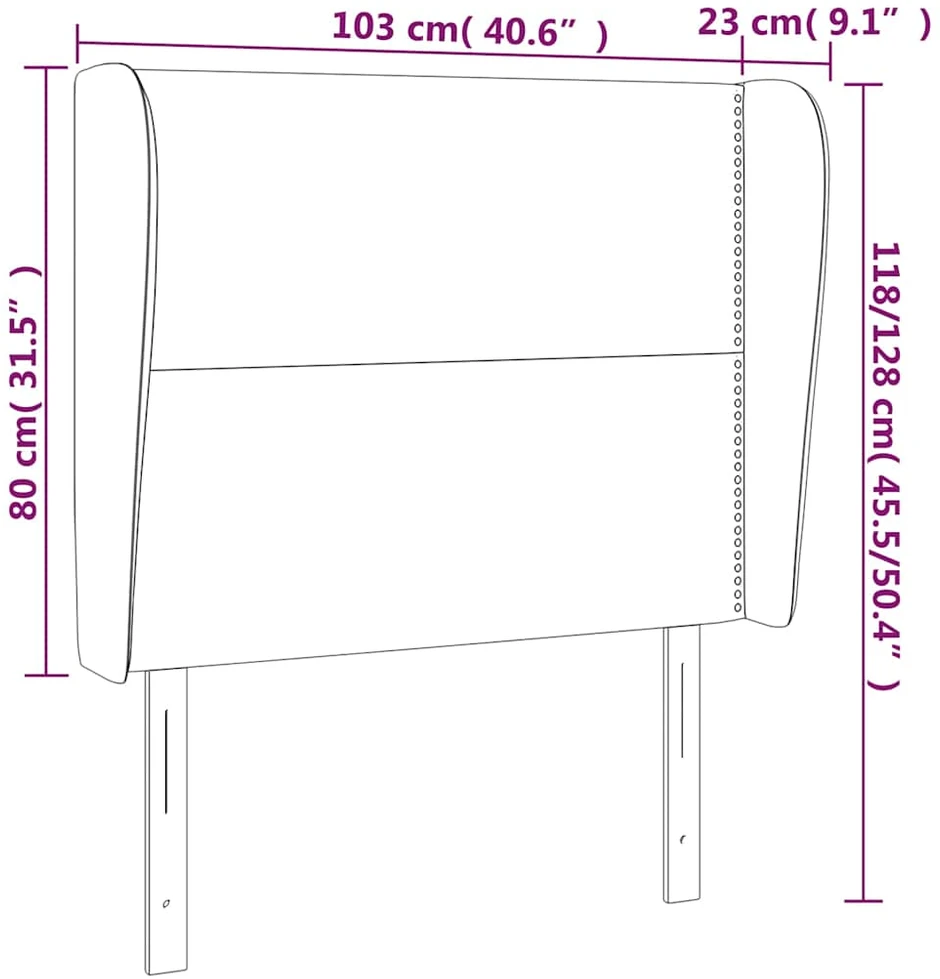 Galvūgalis su auselėmis, juodas, 103x23x118/128cm, aksomas