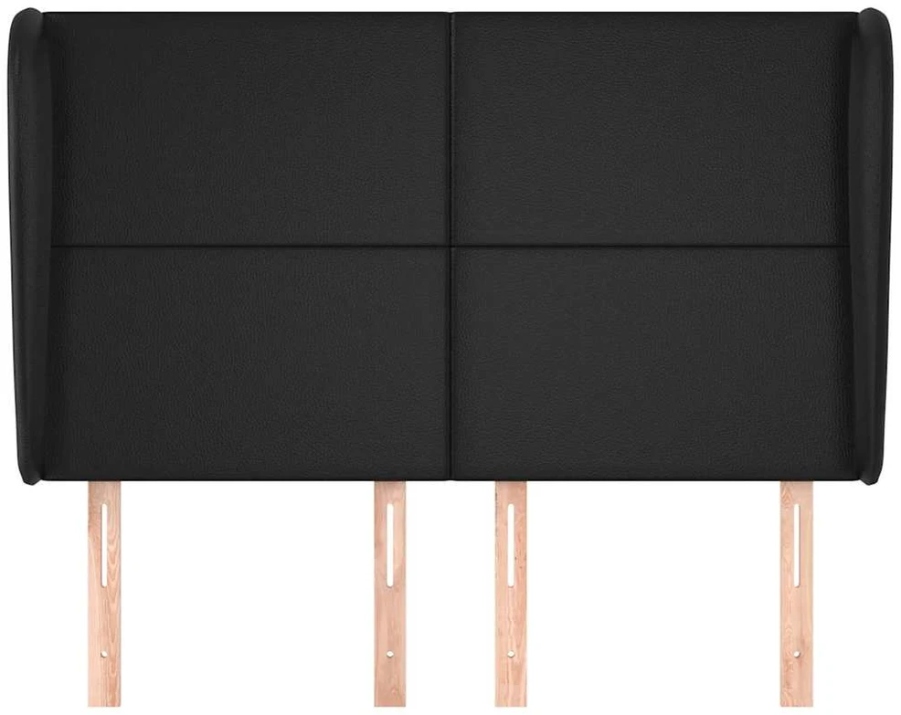 Galvūgalis su auselėmis, juodas, 147x23x118/128cm, dirbtinė oda
