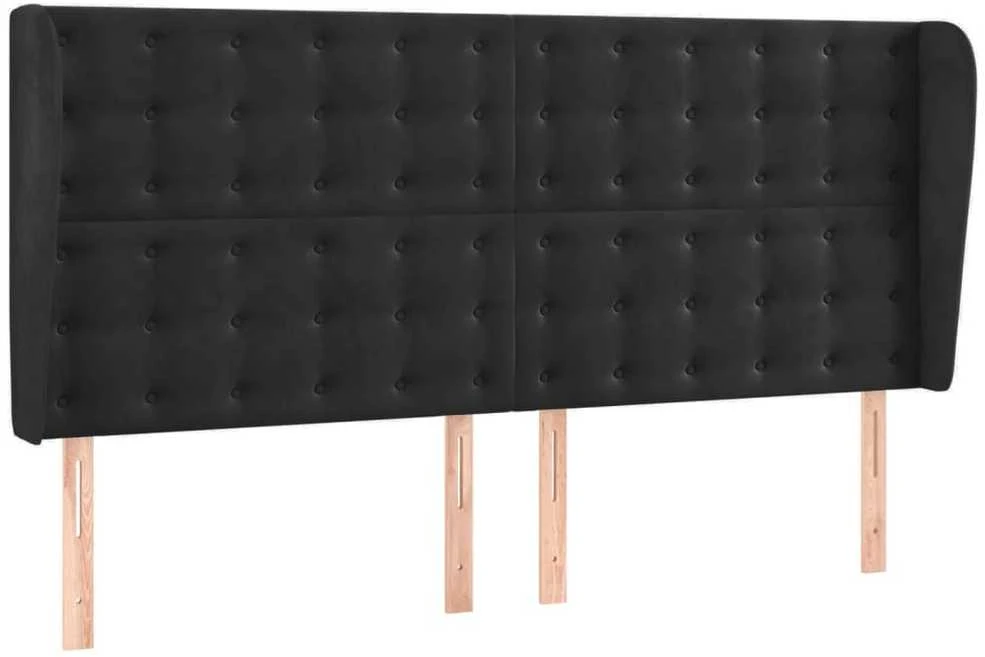 Galvūgalis su auselėmis, juodas, 163x23x118/128cm, aksomas