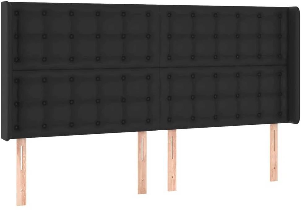 Galvūgalis su auselėmis, juodas, 203x16x118/128cm, dirbtinė oda